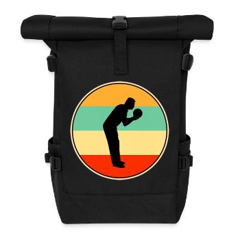 Bowler Retro Silhouette Vintage Sunset Bowling Gif - Rolltop Rucksack - Schwarz - Vorne