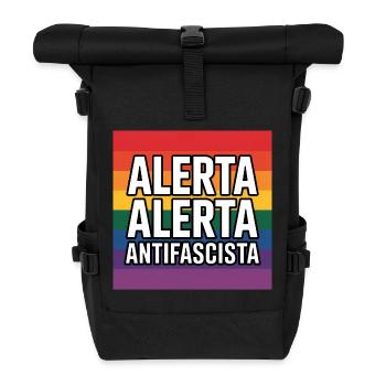 Alerta Alerta Antifascista - Antifa Tee - Rolltop Rucksack - Schwarz - Vorne