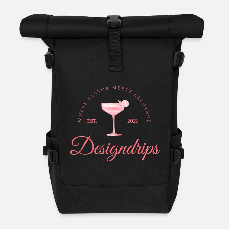 Rosa Print – Flavor meets Elegance - Rolltop Rucksack - Schwarz