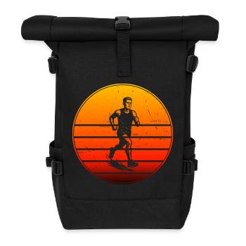 Iconisches Running Motiv - Rolltop Rucksack - Schwarz - Vorne