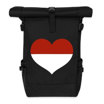 Flaggenherz von Monaco - Rolltop Rucksack - Schwarz - Vorne
