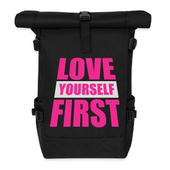 Love Yourself First Self-Love Self-Care - Roll Top Backpack - black - Front