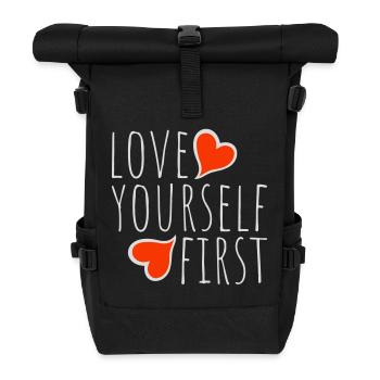 Love Yourself First Self-Love Self-Care - Roll Top Backpack - black - Front
