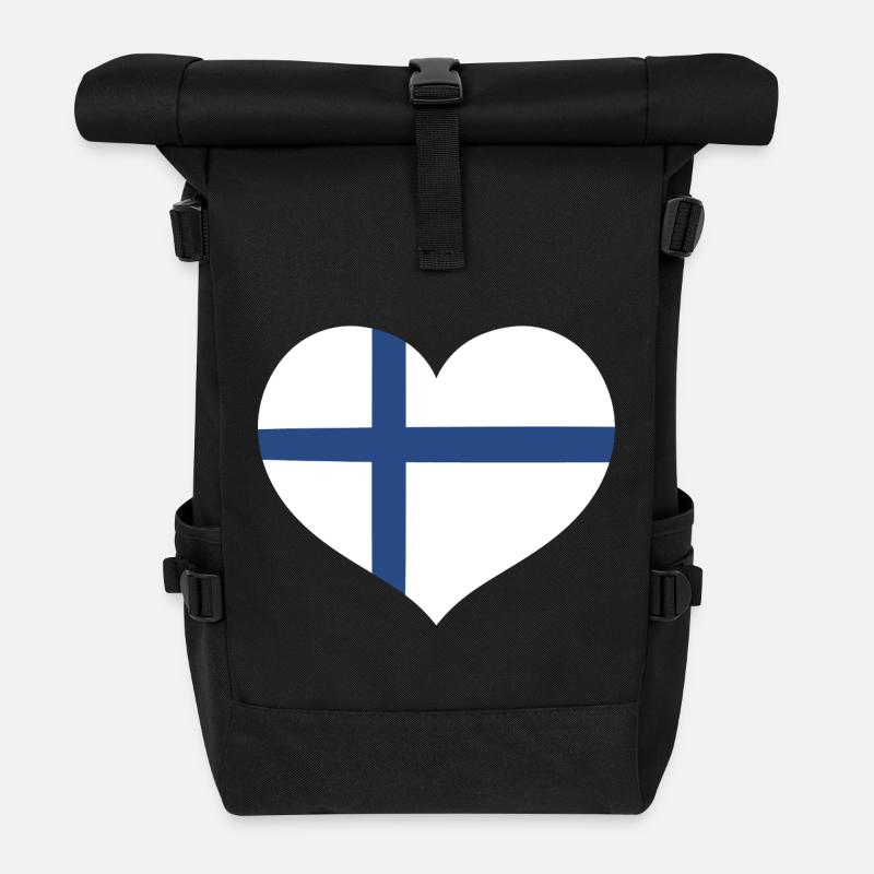 Finnlands Flaggenherz - Rolltop Rucksack - Schwarz