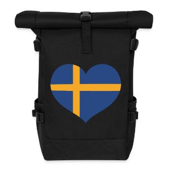 Cœur du drapeau suédois - Sac à dos roll top - noir - Devant