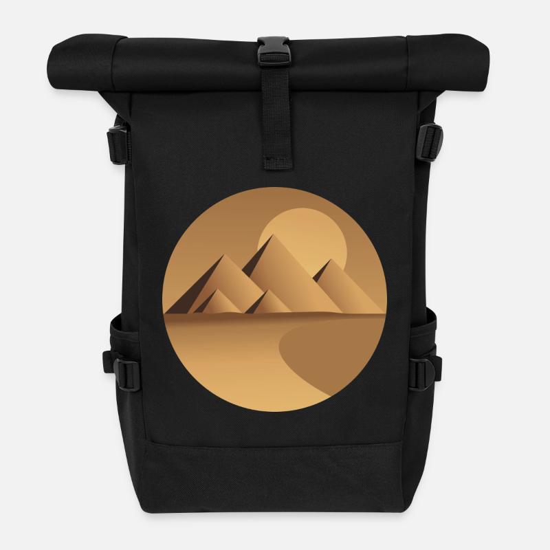 Wüstensonne-Pyramidenkreis - Rolltop Rucksack - Schwarz