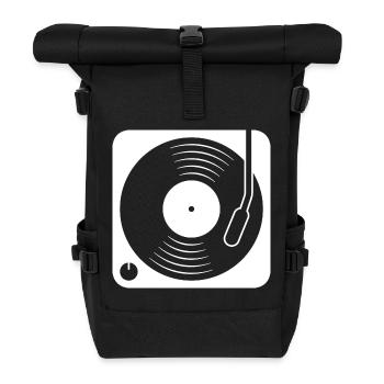 Plattenspieler mit Vinylalbum - Rolltop Rucksack - Schwarz - Vorne