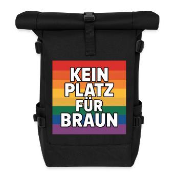 Kein Platz für Braun - Antifa Tee - Rolltop Rucksack - Schwarz - Vorne