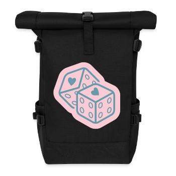 Herzwürfel in Pastellrosa - Rolltop Rucksack - Schwarz - Vorne
