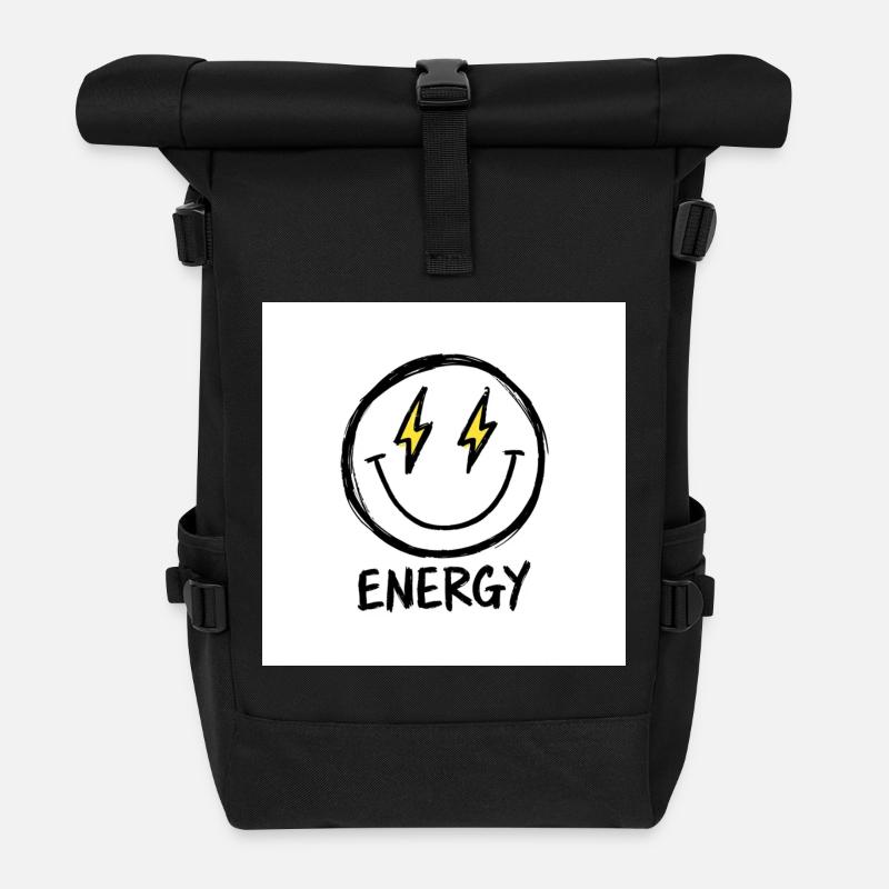 Lightning Smile Energy Tee - Roll Top Backpack - black