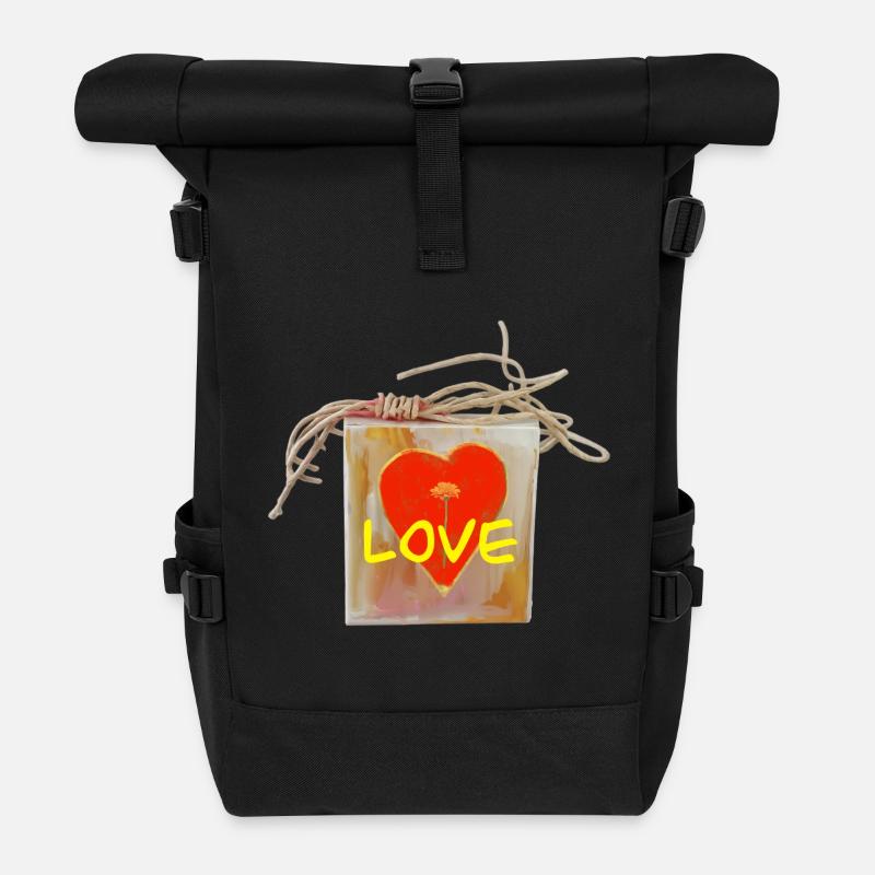 Herz  Liebe Valentinstag  - Rolltop Rucksack - Schwarz