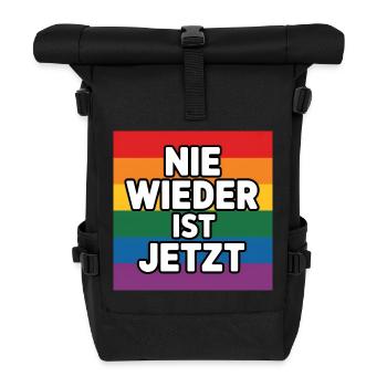 Nie wieder ist Jetzt! - Cool Pride-Logo - Rolltop Rucksack - Schwarz - Vorne