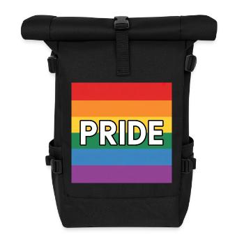 Pride - T-shirt avec drapeau arc-en-ciel queer - Sac à dos roll top - noir - Devant