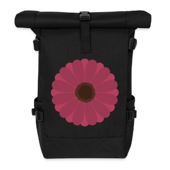 Motif de floraison de gerbère rose - Sac à dos roll top - noir - Devant