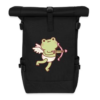 Cute Frog Cupid Angel - Roll Top Backpack - black - Front