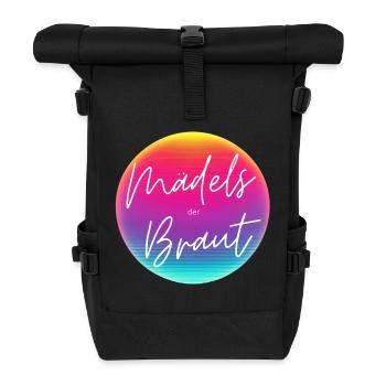 Mädels der Braut! Cool Neon Kreis Personalisierbar - Rolltop Rucksack - Schwarz - Vorne