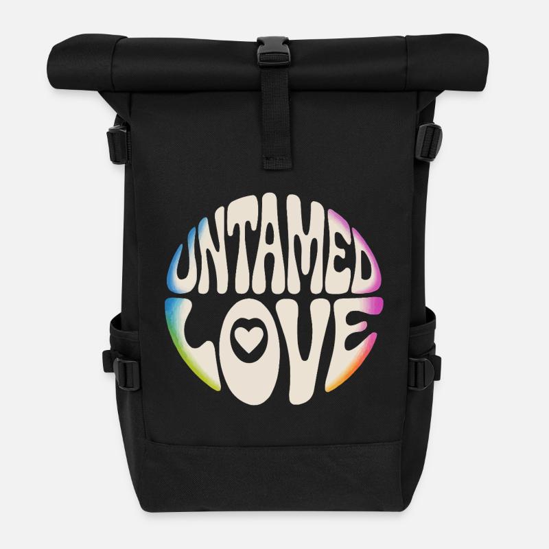 Untamed Love Retro Schriftzug - Rolltop Rucksack - Schwarz