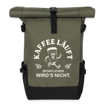 Coffee is running – That's my cardio saying - Roll Top Backpack - olive/black - Front