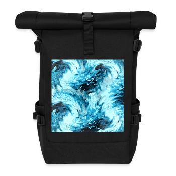 Aqua Marble Pattern Waves - Roll Top Backpack - black - Front