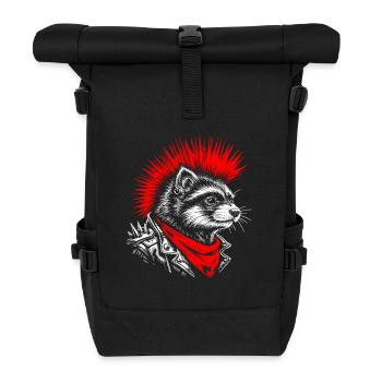 Punk Ferret – rebellischer Stil mit einer Kralle - Rolltop Rucksack - Schwarz - Vorne