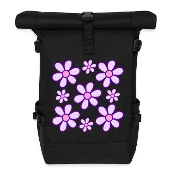 Abstrakte Blumen - Rolltop Rucksack - Schwarz - Vorne