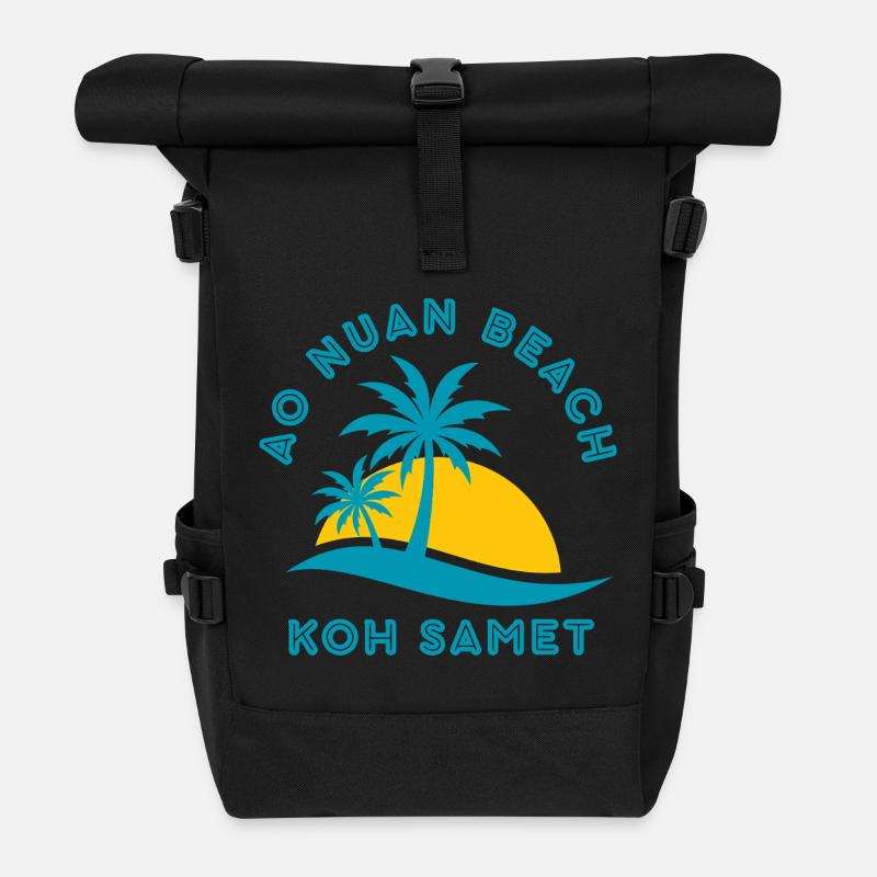 Koh Samet Palm Beach Sunset - Roll Top Backpack - black