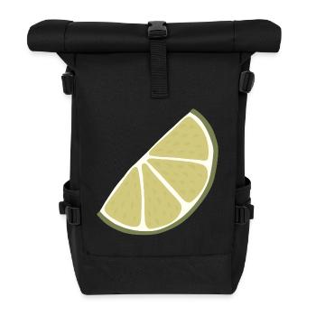 Lime Slice Minimalist Lime - Roll Top Backpack - black - Front