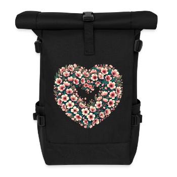 Crête florale Cœur en Fleurs - Sac à dos roll top - noir - Devant