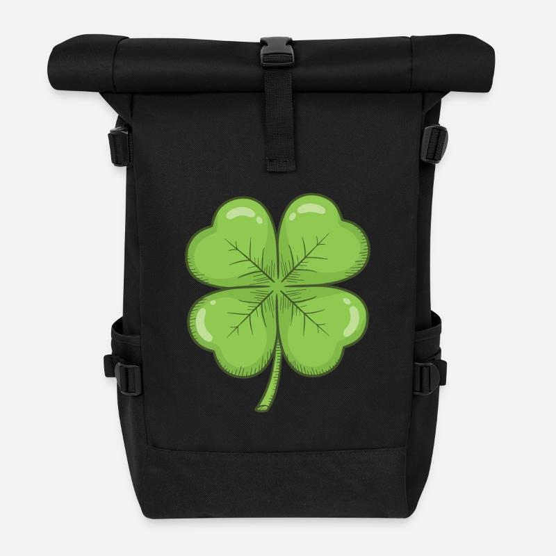 Vierblatt-Kleeblatt-Zauber - Rolltop Rucksack - Schwarz