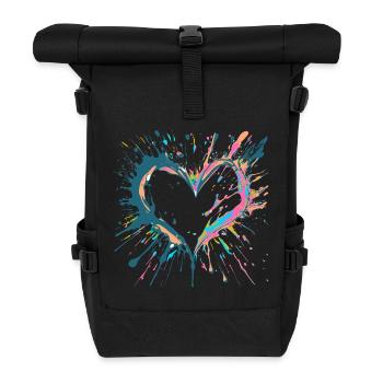 Key West inspirierte Heart-Licht - Rolltop Rucksack - Schwarz - Vorne