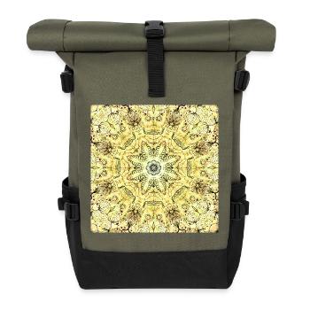 Mandala jaune-vert kaléidoscopique - Sac à dos roll top - olive/noir - Devant