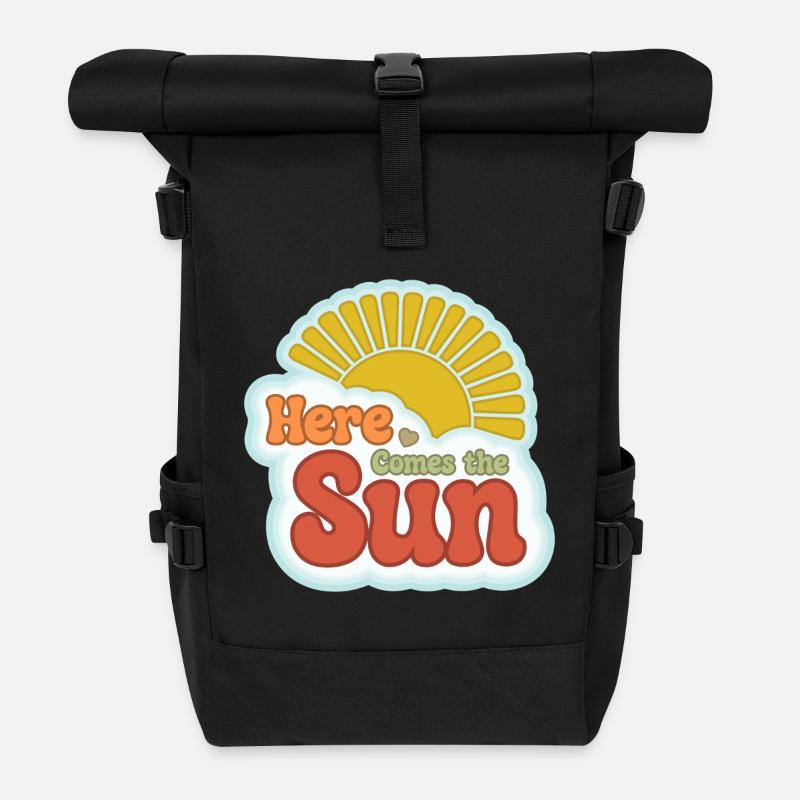 Here Comes the Sun – 60s retro - Roll Top Backpack - black