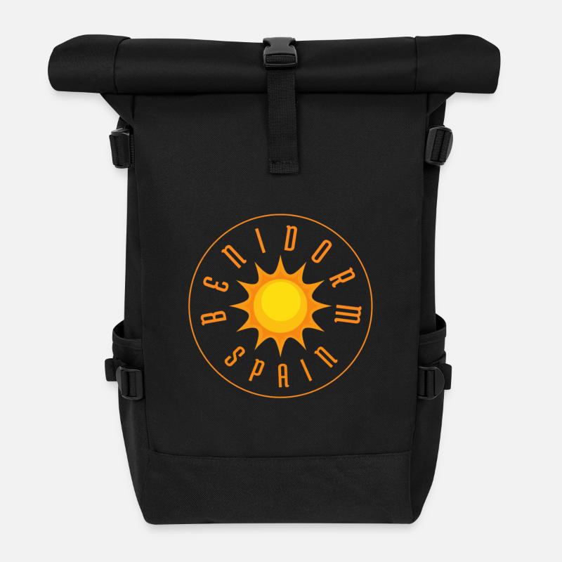 Benidorm Sunburst Circle Logo Badge - Roll Top Backpack - black