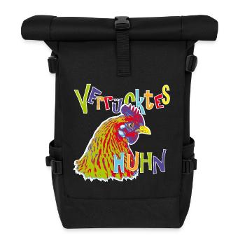 Fans de poulet - Coq - Coq - Poulet fleur - Bio - Sac à dos roll top - noir - Devant