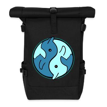 Dolphins YinYang Circle Design - Roll Top Backpack - black - Front