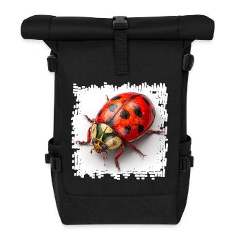 Red Ladybug Pattern Shirt - Roll Top Backpack - black - Front