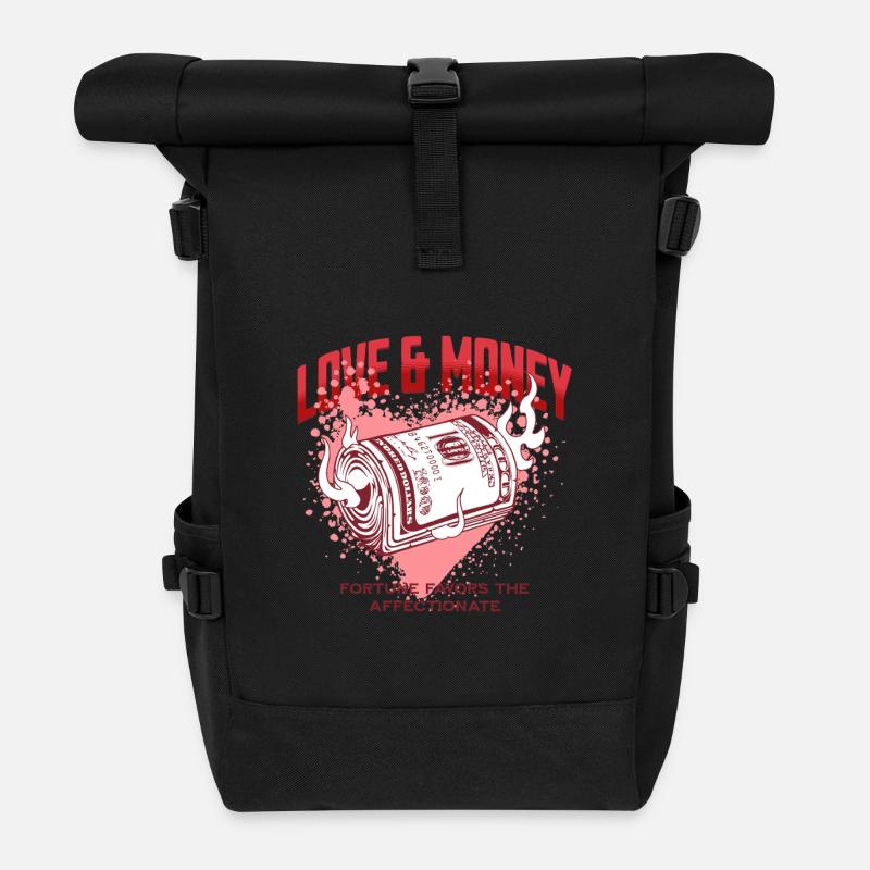 Amour et Argent enflammés - Sac à dos roll top - noir