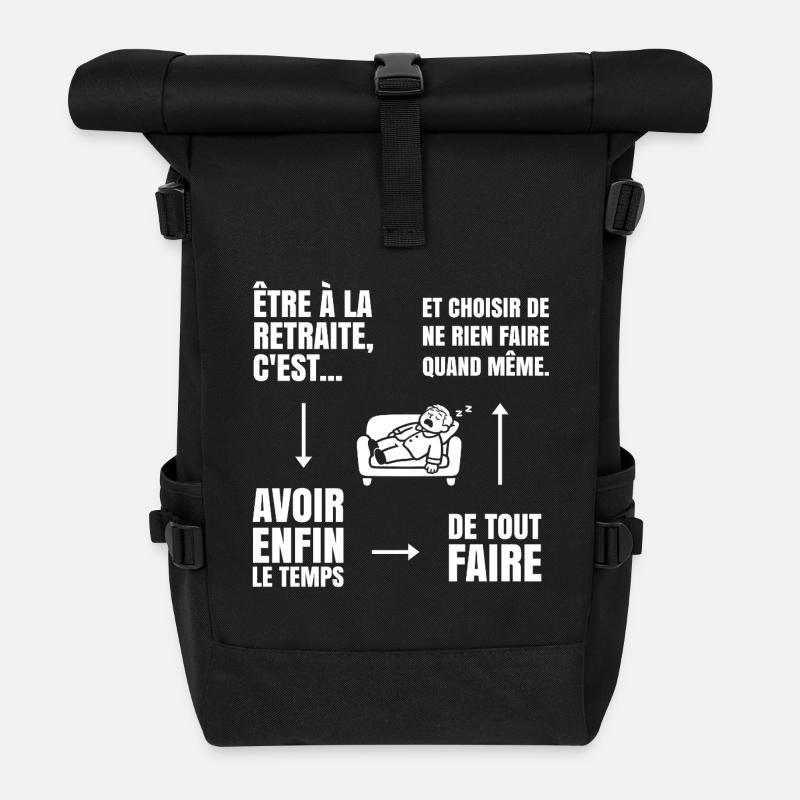 Die Kunst des Nichtstuns (weißer Text) - Rolltop Rucksack - Schwarz