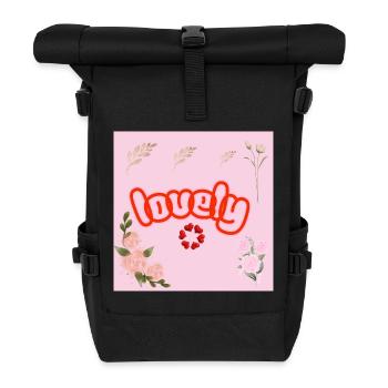 Lucky Neon Floral on Pink - Roll Top Backpack - black - Front