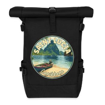 Discover Saint Lucia Caribbean Tropical Paradise - Roll Top Backpack - black - Front