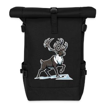 Arctic Caribou Reindeer Northern Mascot - Roll Top Backpack - black - Front