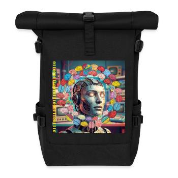 Android with brain satellites - Roll Top Backpack - black - Front