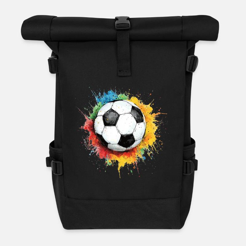 Fußball Ball Aquarell - Rolltop Rucksack - Schwarz