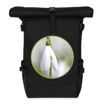 Snowdrop Blossom White Bloom Early Bloomer - Roll Top Backpack - black - Front