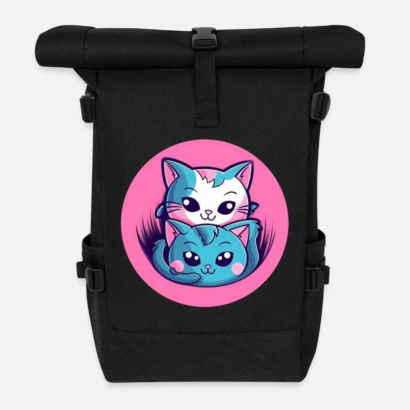 Duo de câlins chatons - Sac à dos roll top - noir
