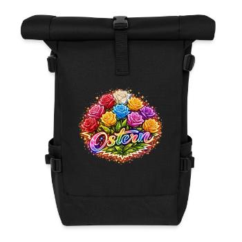 Mélange floral de roses néon de Pâques - Sac à dos roll top - noir - Devant