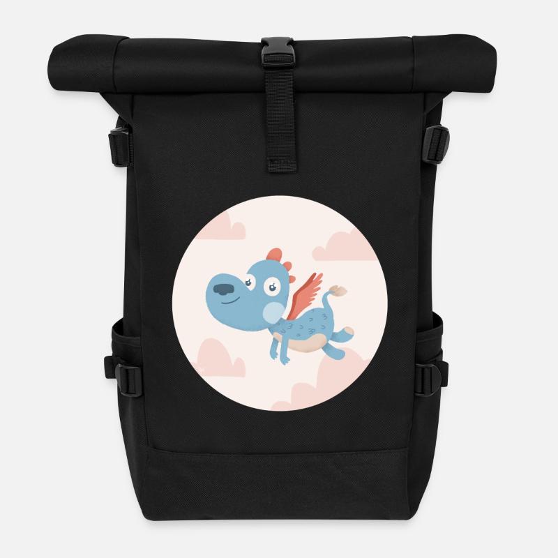 Blauer Drache - Rolltop Rucksack - Schwarz