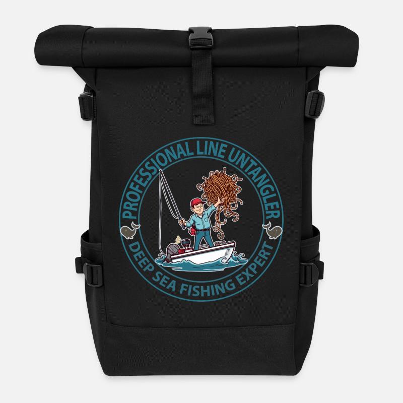 Logo de l’expert en pêche en haute mer - Sac à dos roll top - noir