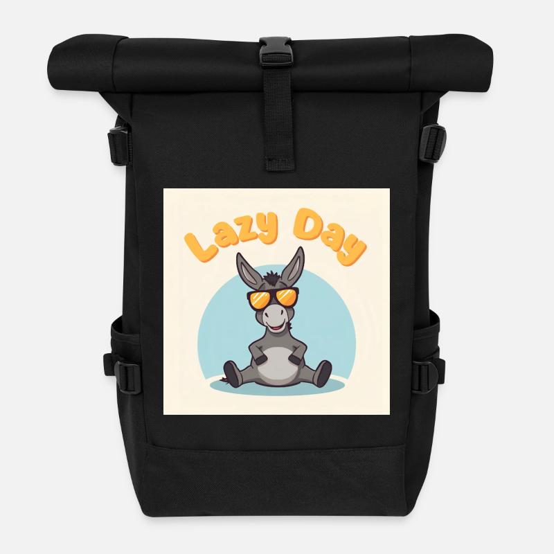 Faultiertag – Esel-Entspannung - Rolltop Rucksack - Schwarz