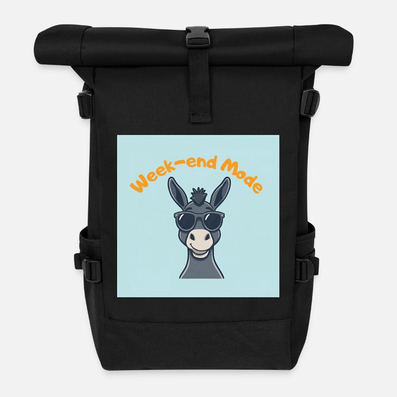 Esel-Mode-Wochenende in Sonnenbrillen - Rolltop Rucksack - Schwarz